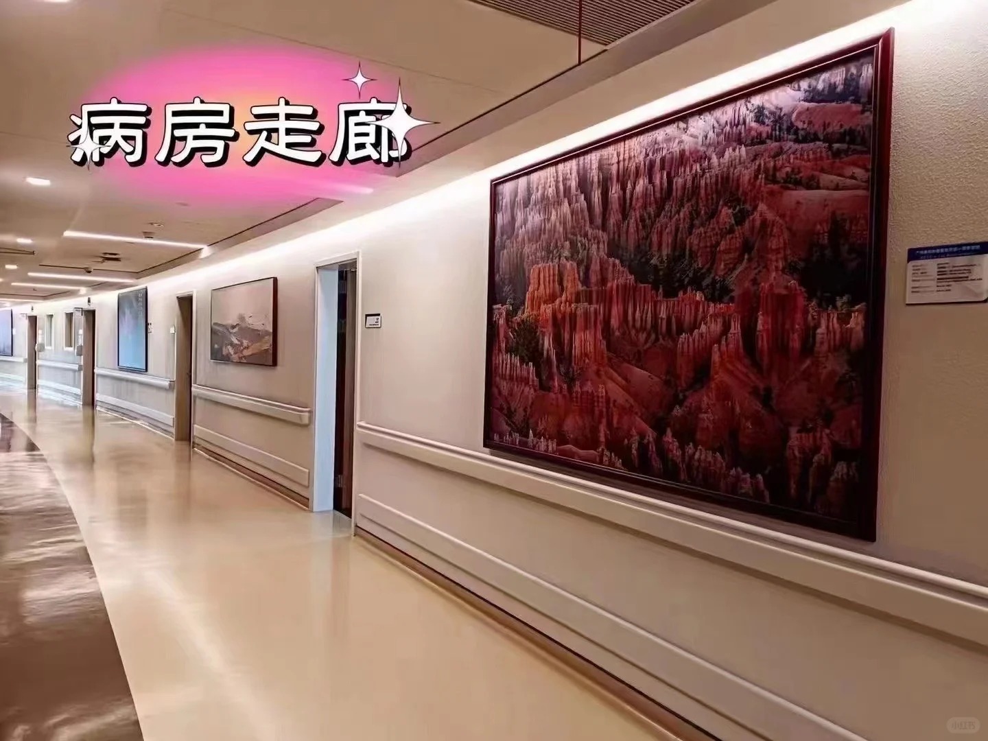 Inpatient corridor with artwork at GCCC