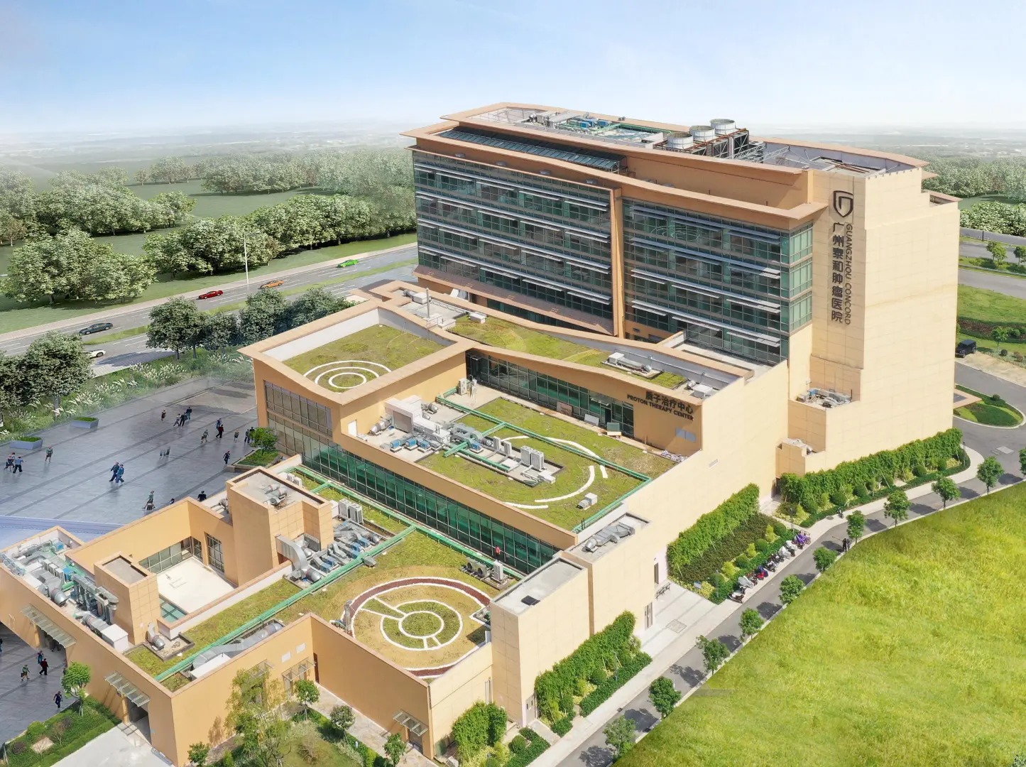 GCCC Proton Therapy Center aerial view