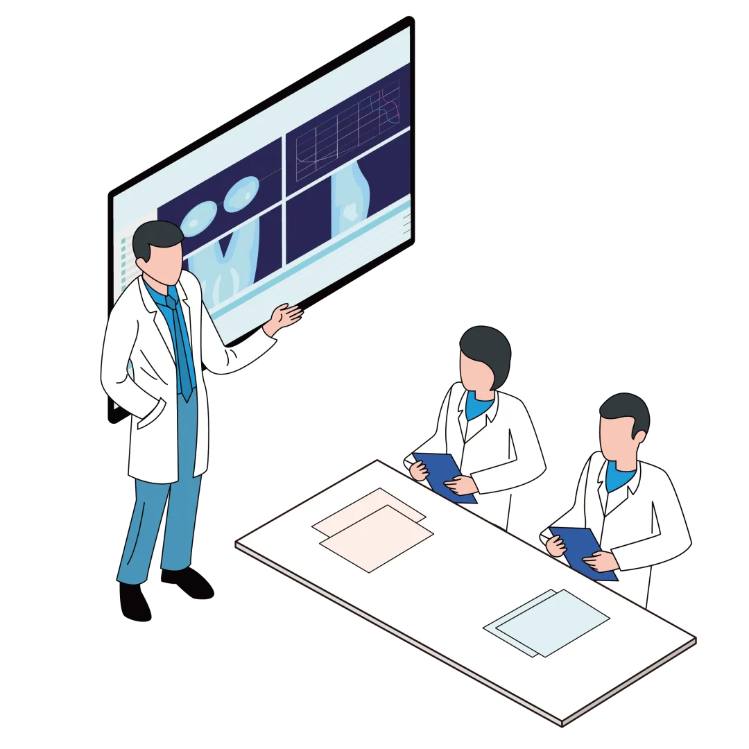 Multidisciplinary medical team reviewing treatment planning imaging at Guangzhou Concord Cancer Center